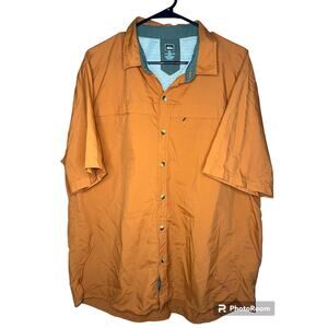 REI Orange Short Sleeve Button Down Collared Lightweight Fishing Shirt Size XL